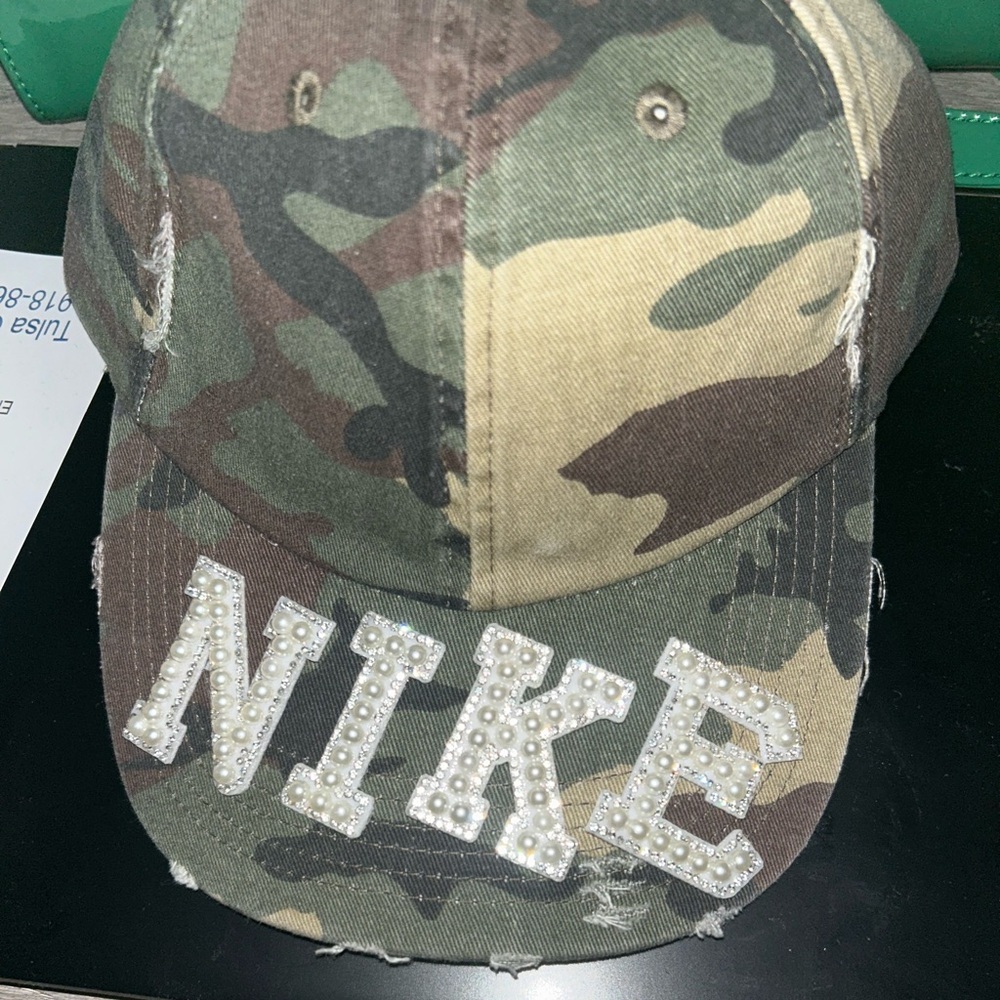 Camo Women's Hat with fun embellishments!
This is not a Nike cap!